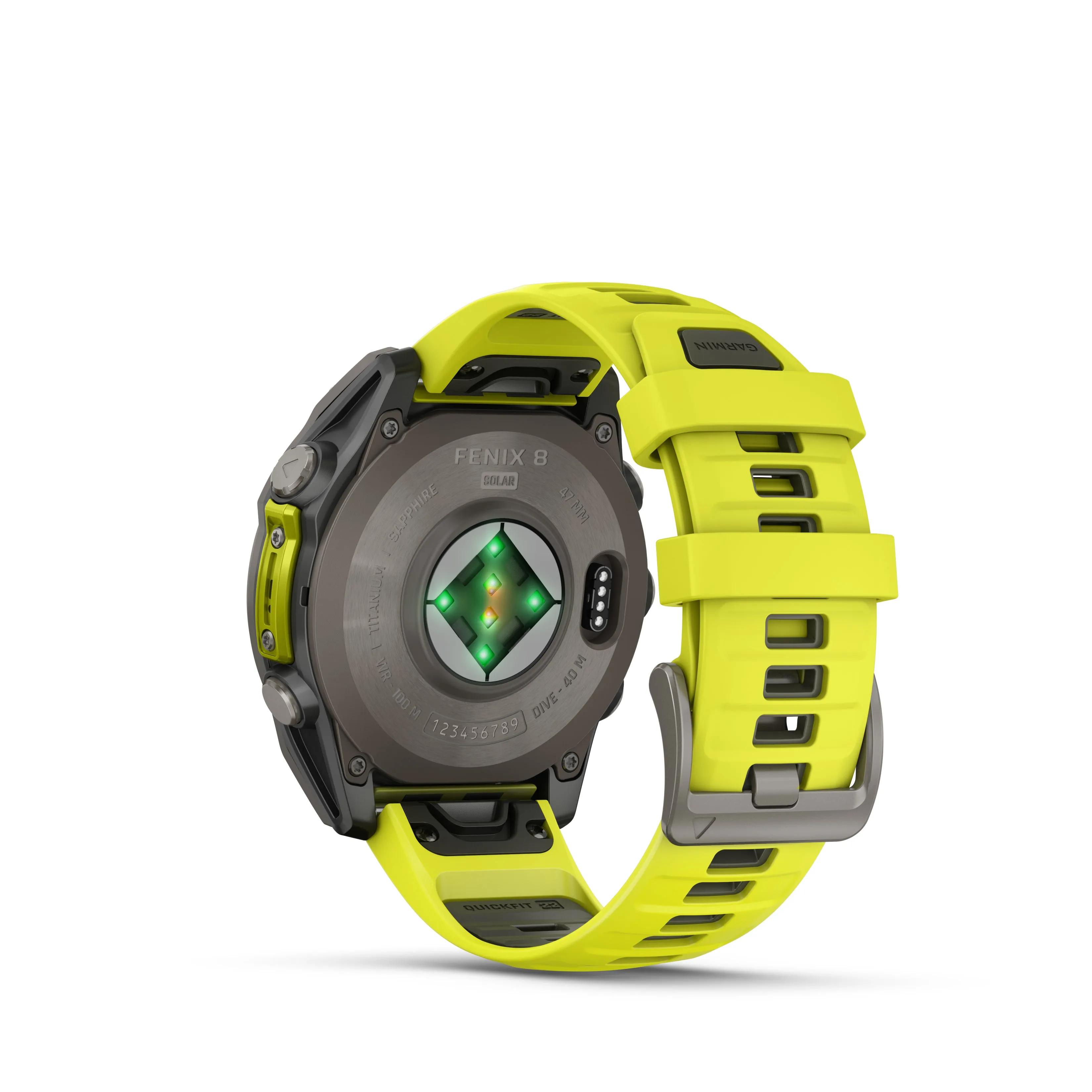 Fenix 8 Smartwatch, 47mm - Solar, Sapphire, Titanium with Amp Yellow/Graphite Silicone Band - 010-02906-21