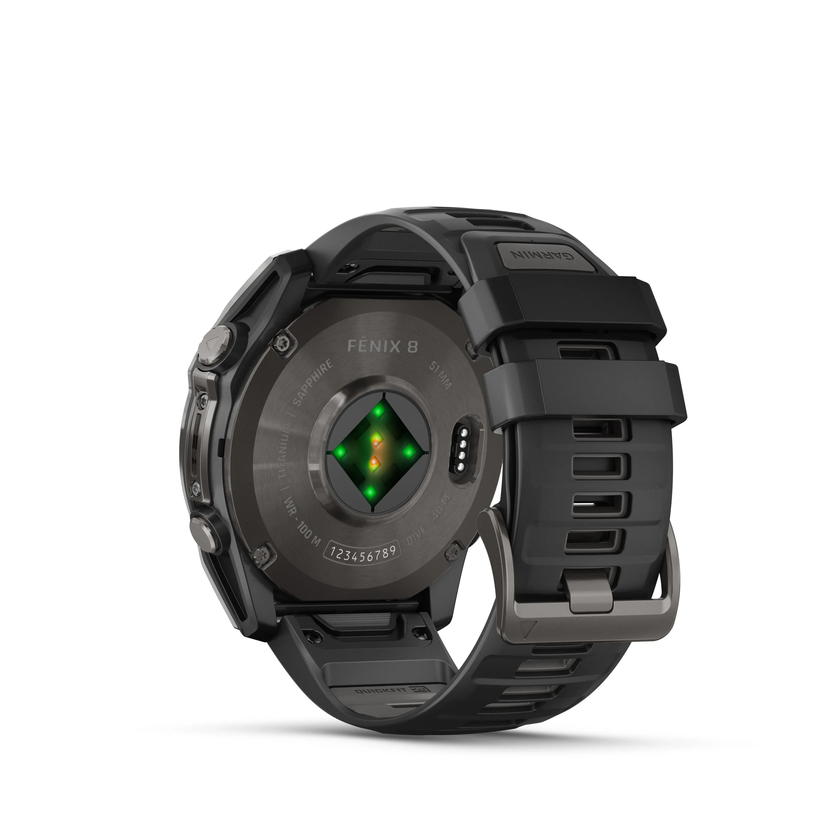 Fenix 8 Smartwatch, 51mm - AMOLED Sapphire, Carbon Grey DLC With Black/Pebble Grey Silicone Band - 010-02905-21