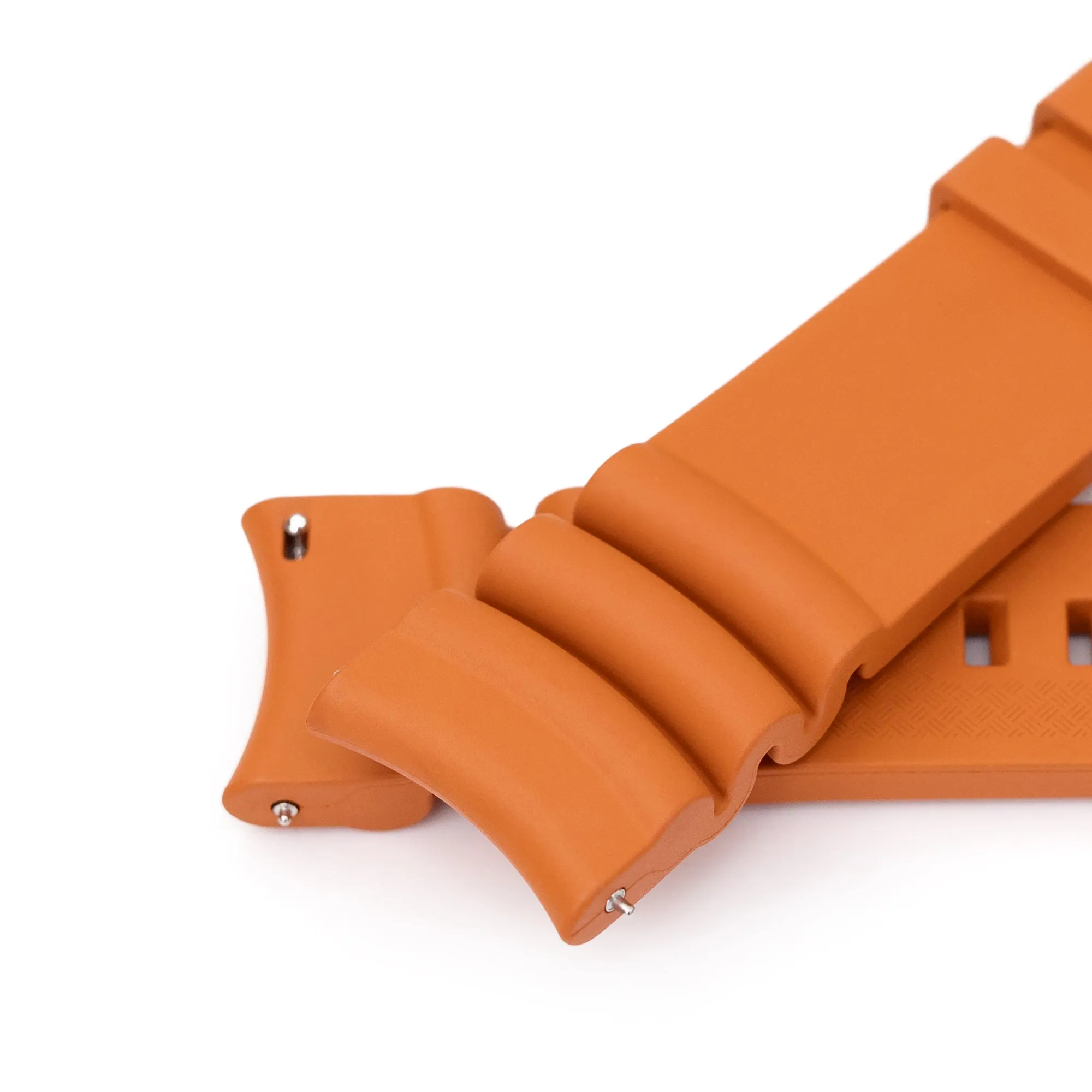Firewave Resilient Curved End FKM rubber Watch Strap, Burnt Orange