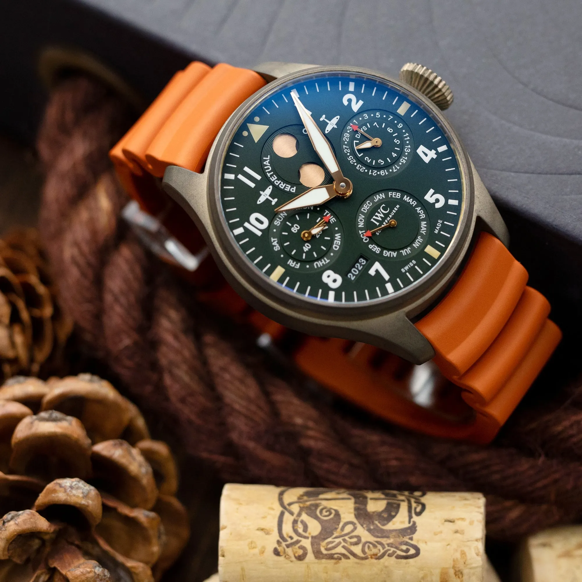 Firewave Resilient Curved End FKM rubber Watch Strap, Burnt Orange