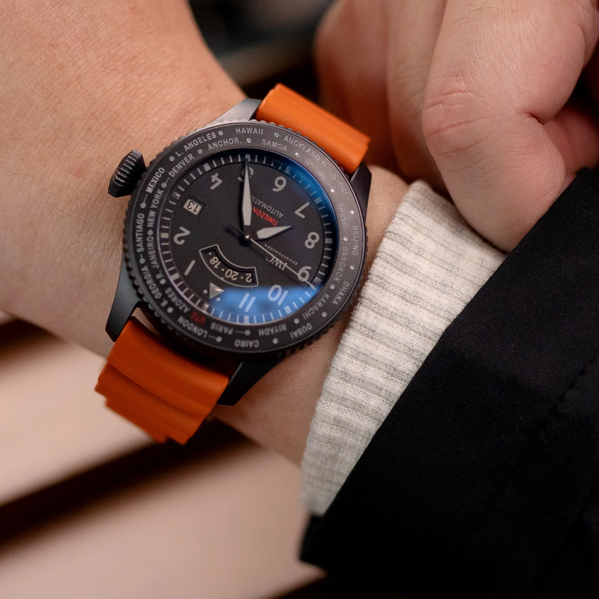 Firewave Resilient Curved End FKM rubber Watch Strap, Burnt Orange