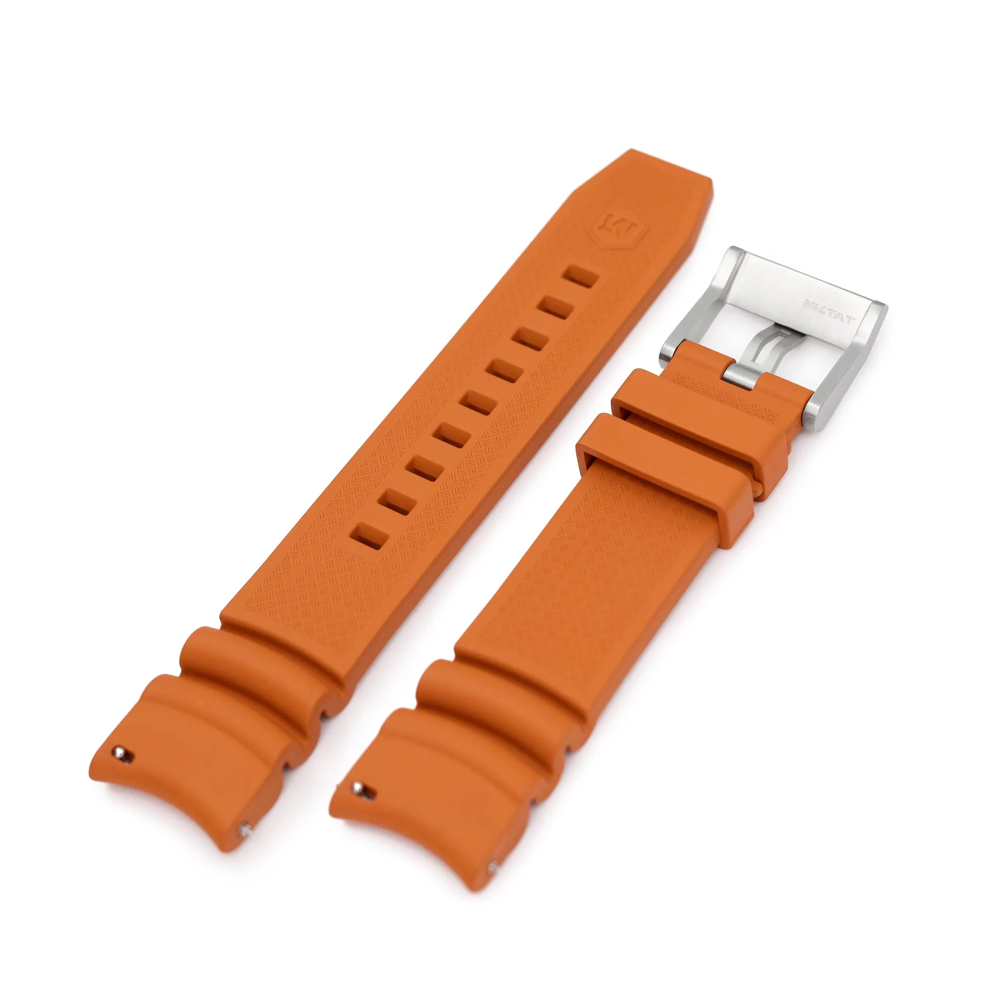 Firewave Resilient Curved End FKM rubber Watch Strap, Burnt Orange