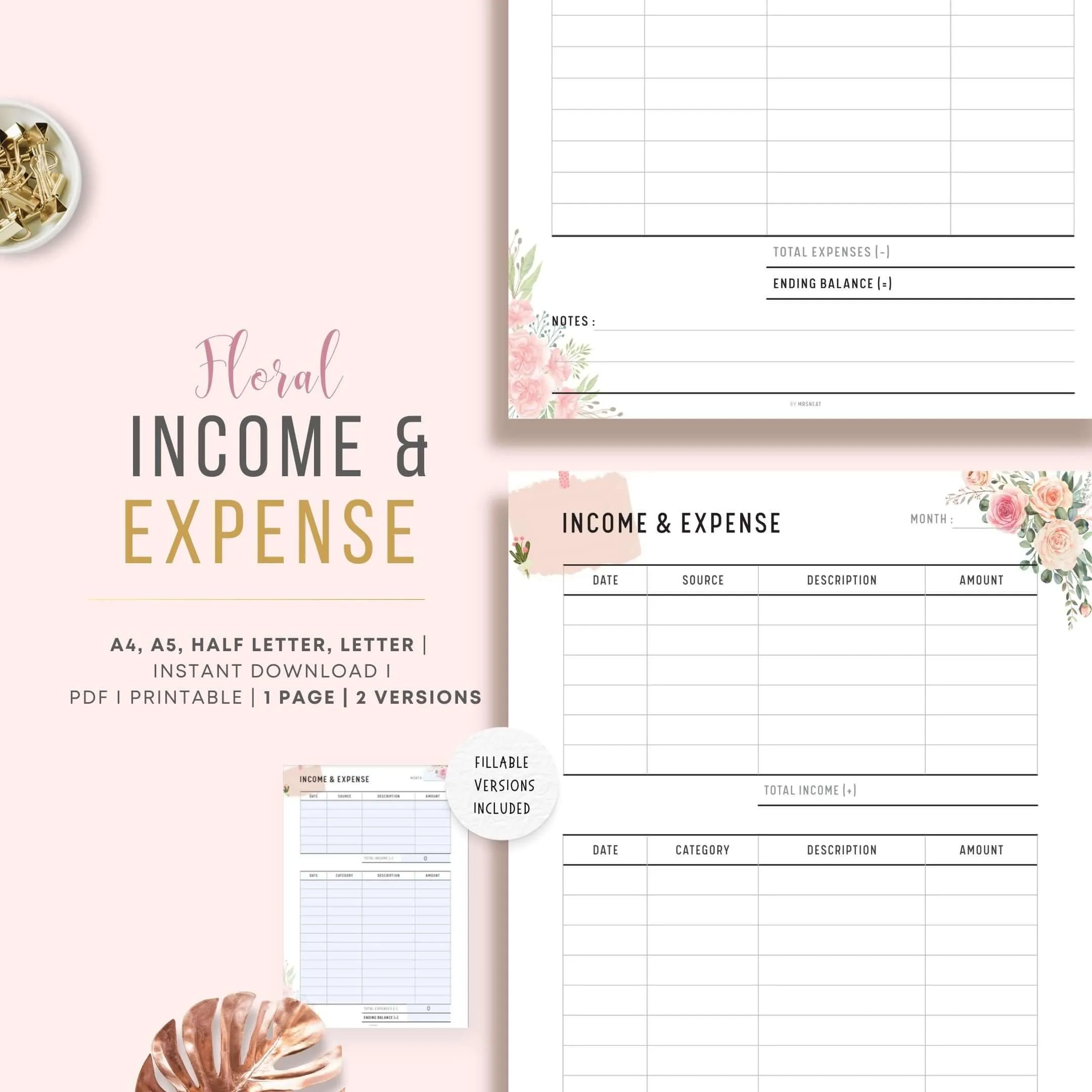 Floral Income and Expense Tracker - M096