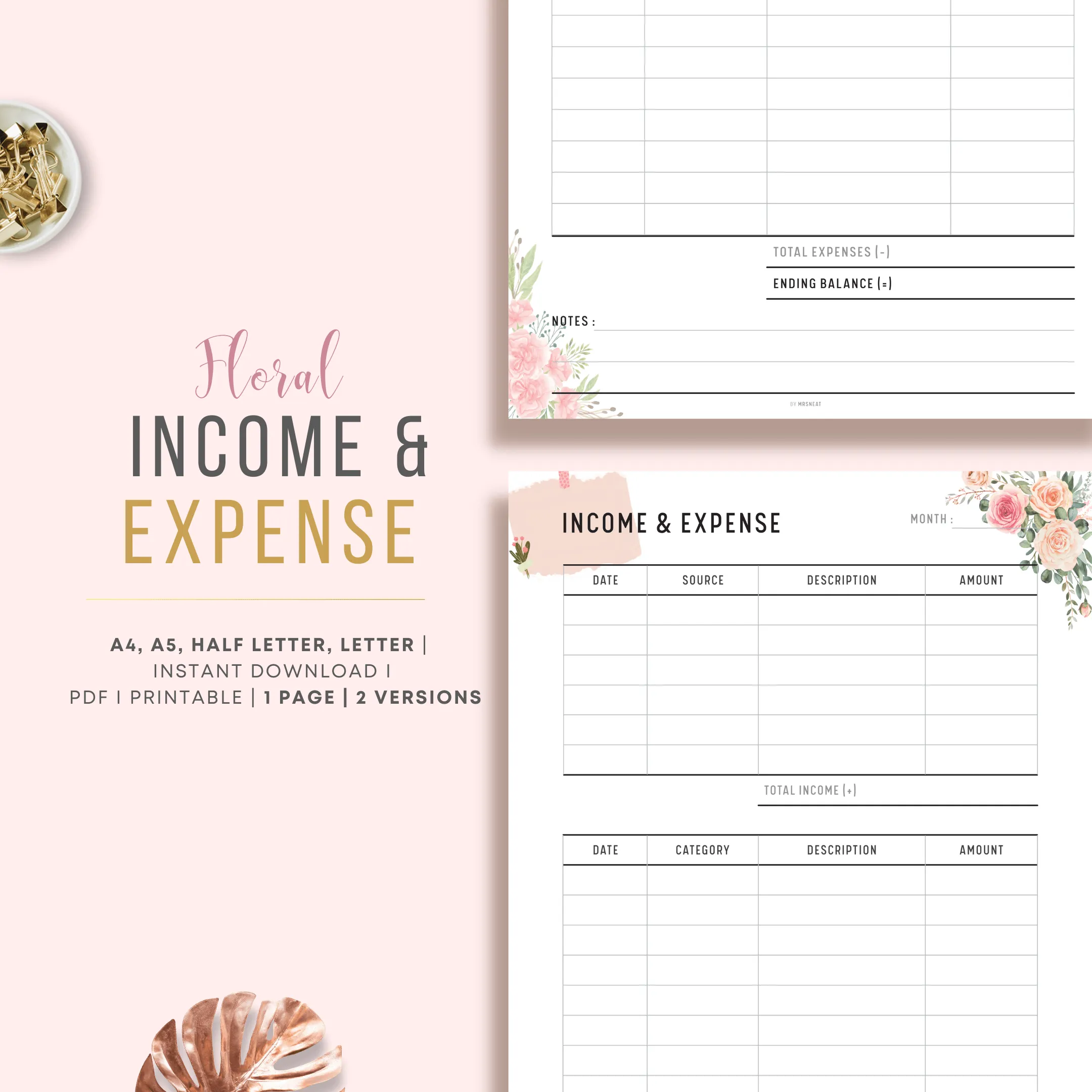 Floral Income and Expense Tracker - M096