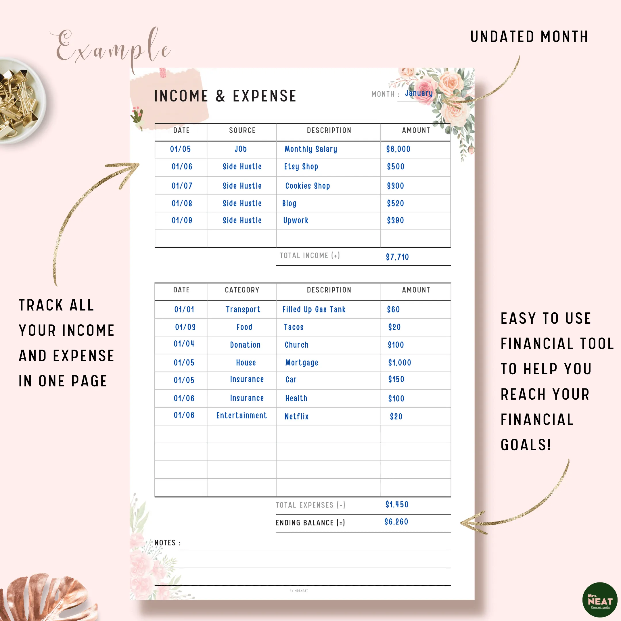 Floral Income and Expense Tracker - M096