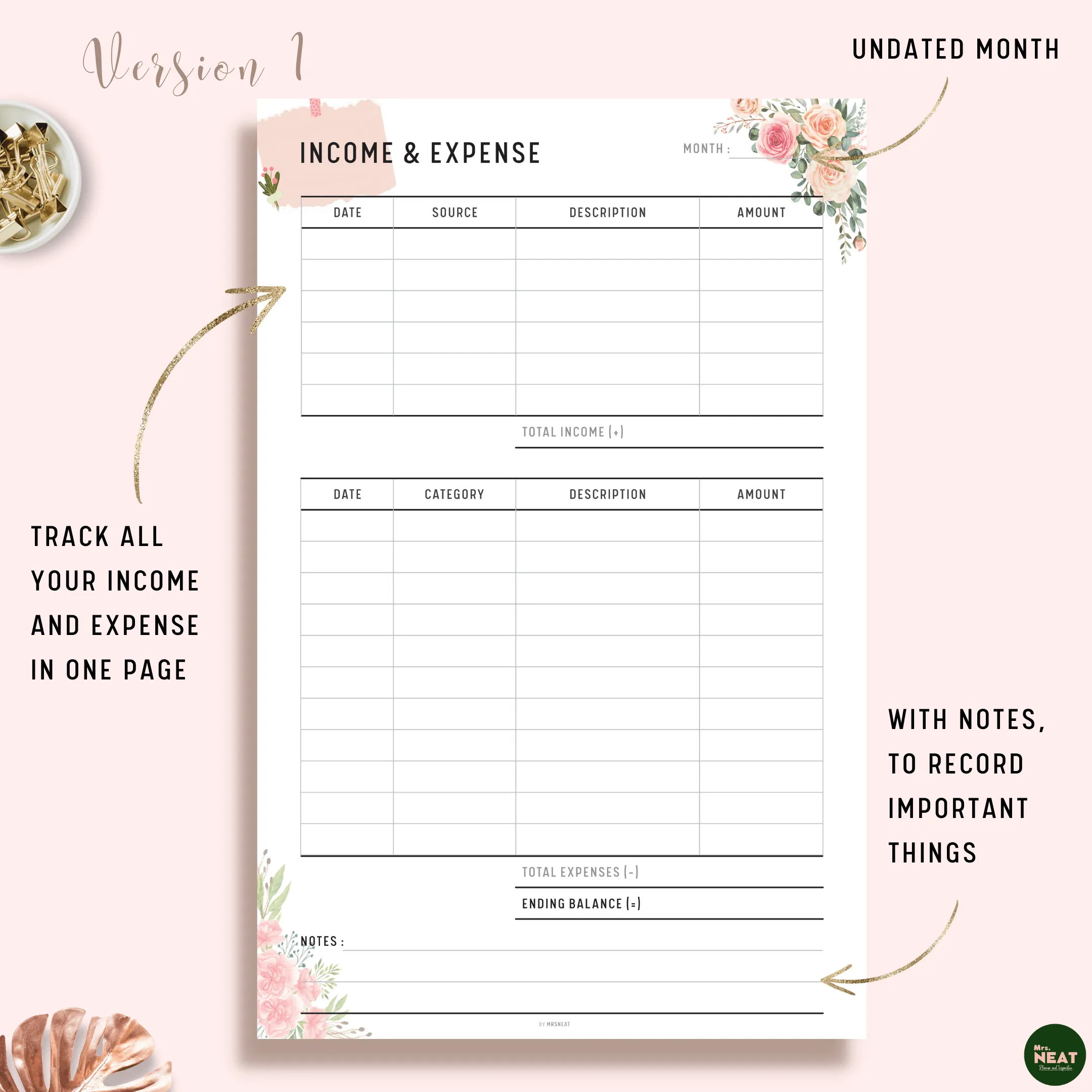 Floral Income and Expense Tracker - M096