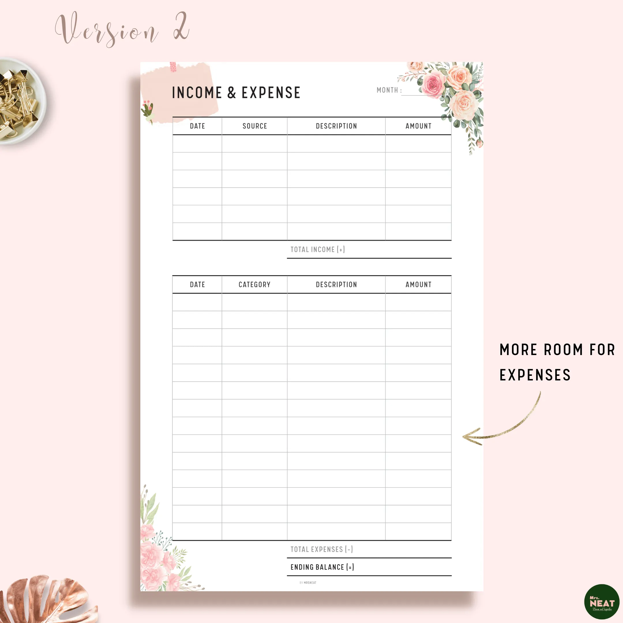 Floral Income and Expense Tracker - M096