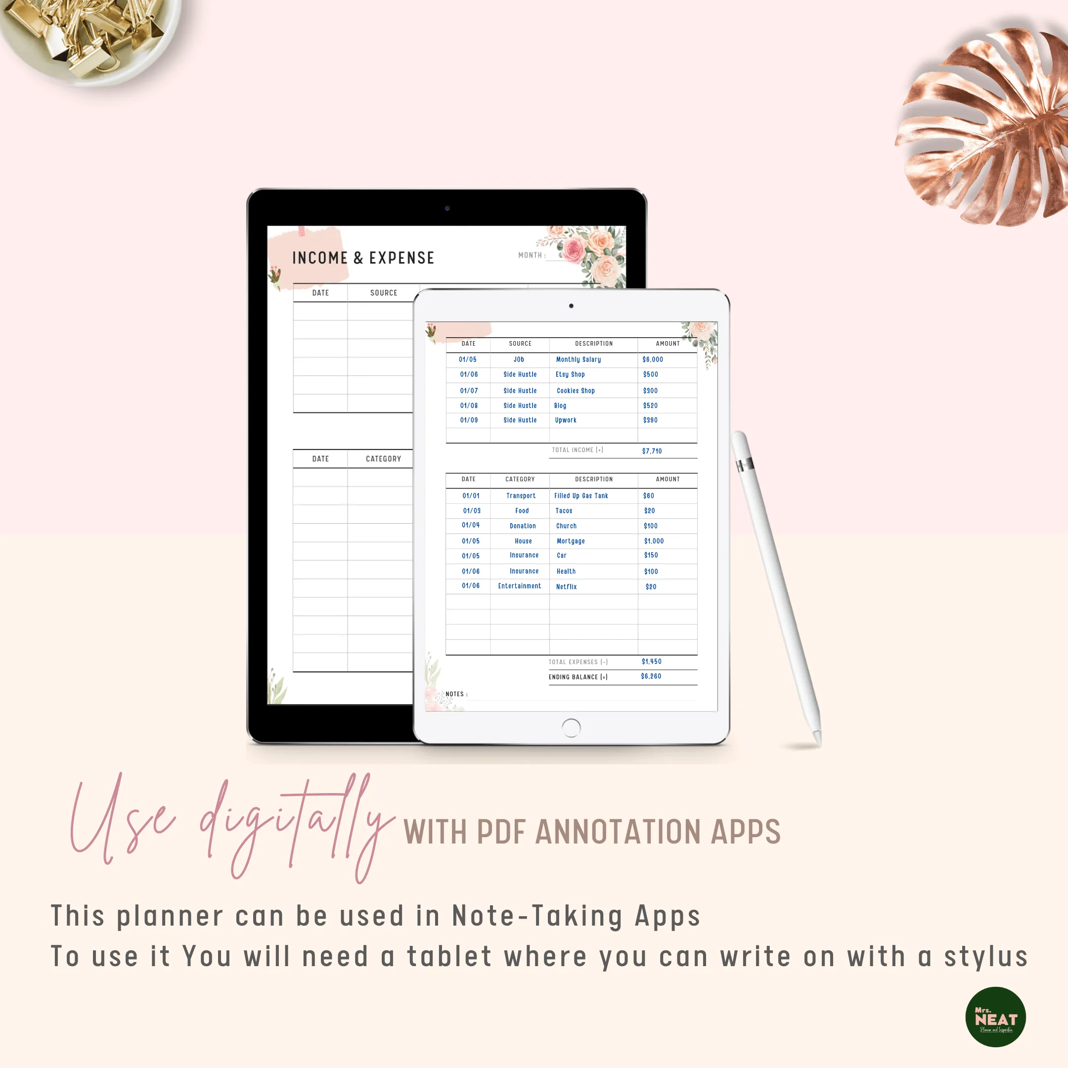 Floral Income and Expense Tracker - M096