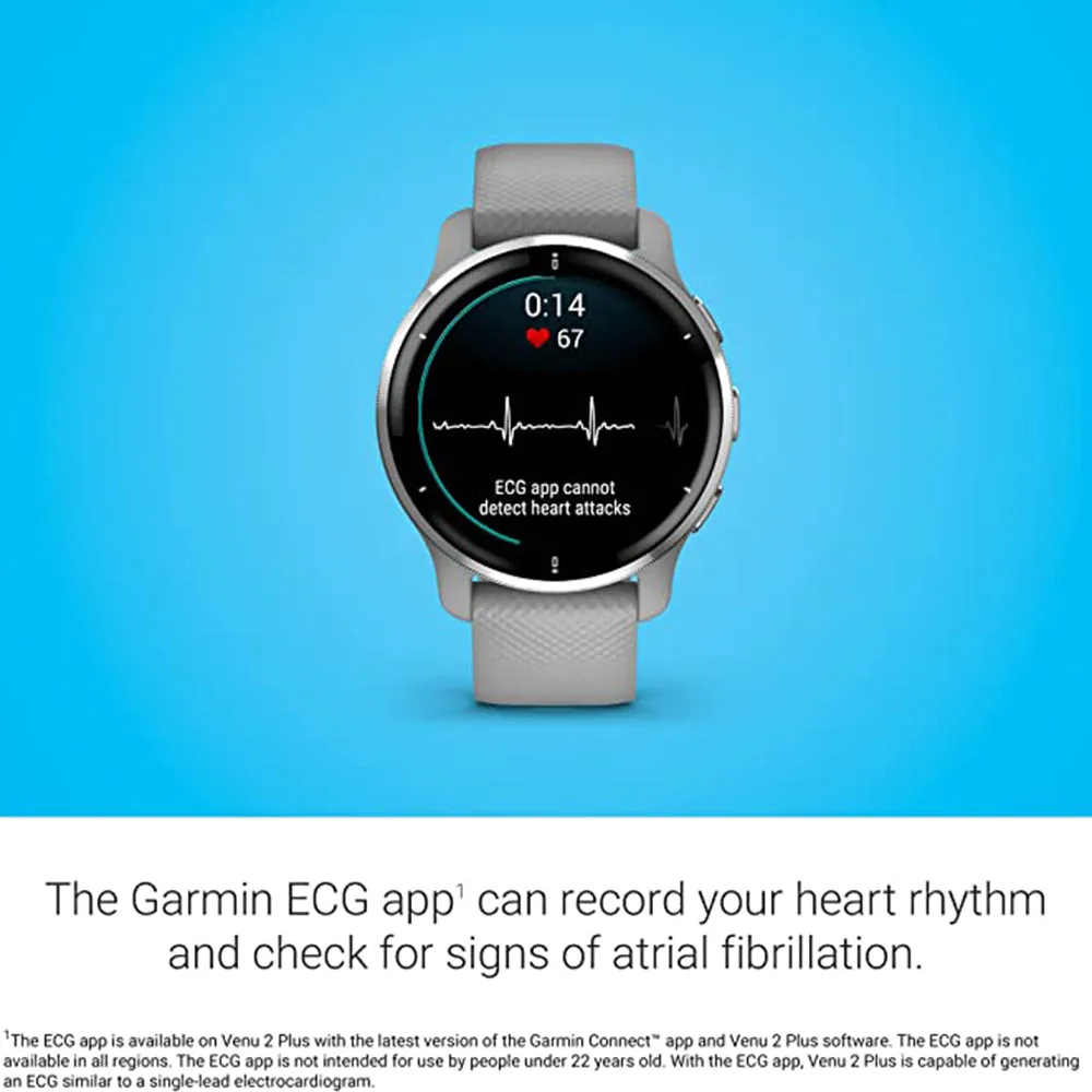 Garmin Venu 2 Plus Silver with Gray Band Advanced Health Monitoring and Fitness Features with Call and Text GPS Smartwatch - 010-02496-00(2)