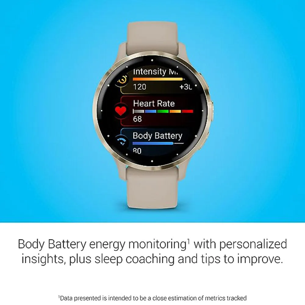 Garmin Venu 3S French Gray AMOLED Display Advanced Health and Fitness Features Up to 10 Days of Battery GPS Smartwatch - 010-02785-02