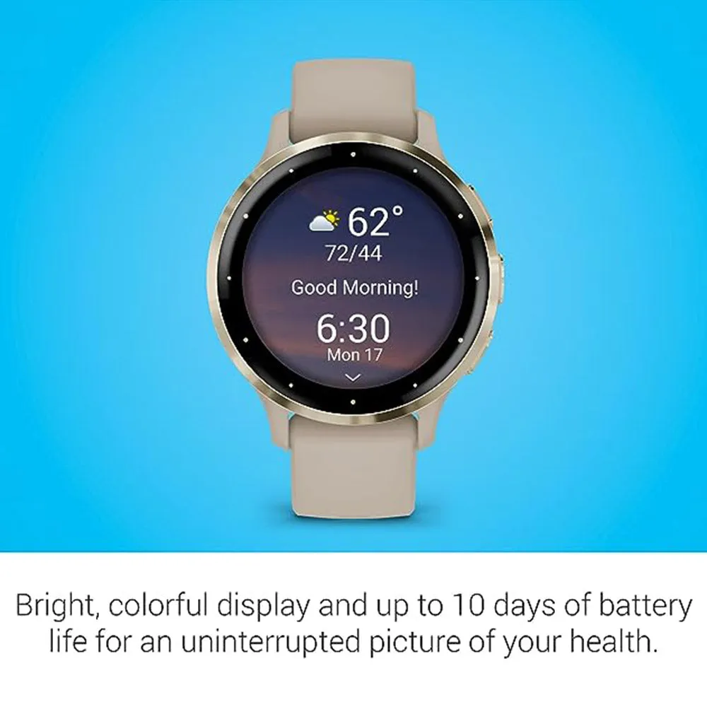 Garmin Venu 3S French Gray AMOLED Display Advanced Health and Fitness Features Up to 10 Days of Battery GPS Smartwatch - 010-02785-02