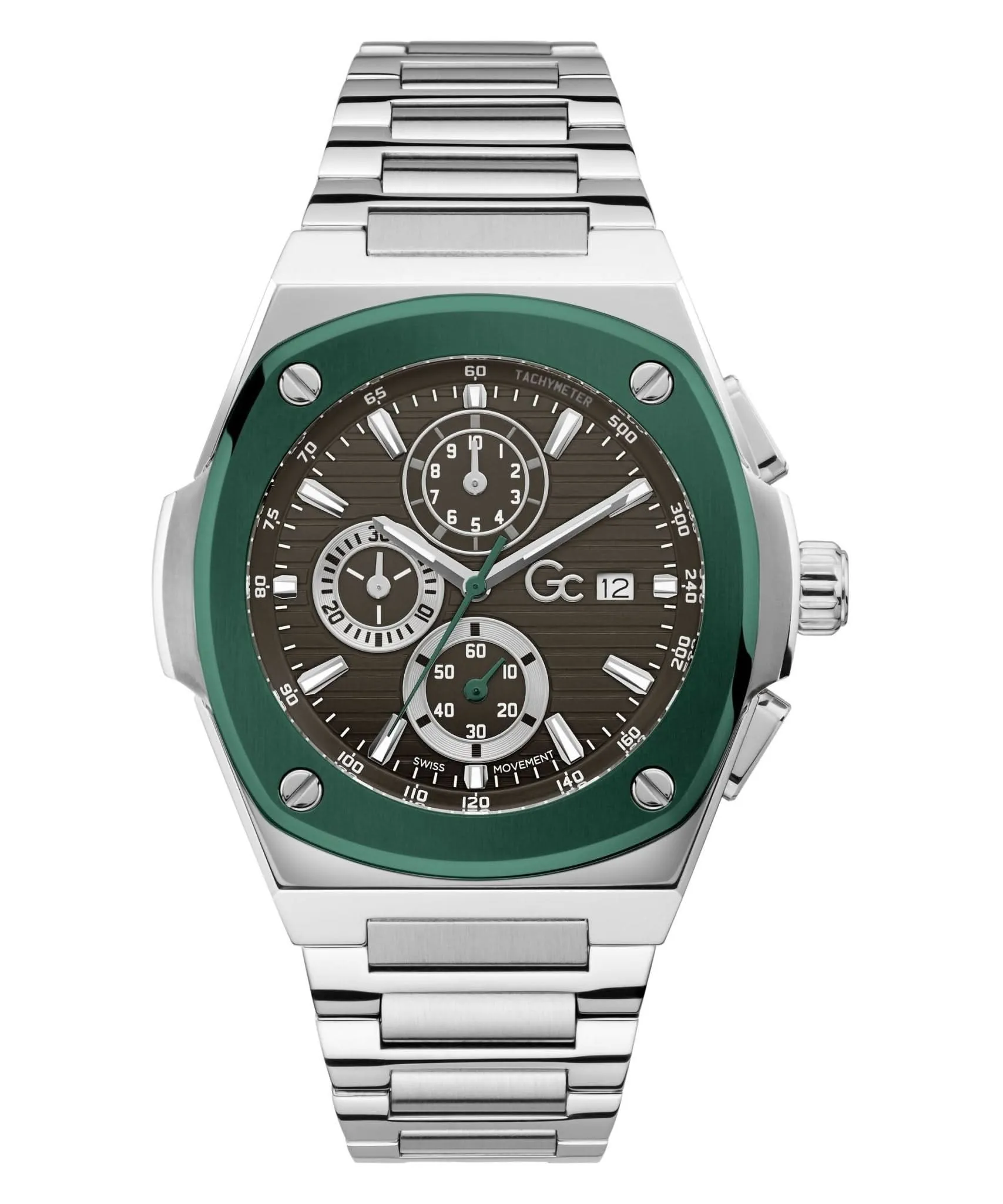 GC Gent's Coussin Shape Silver Green Watch Y99022G5MF