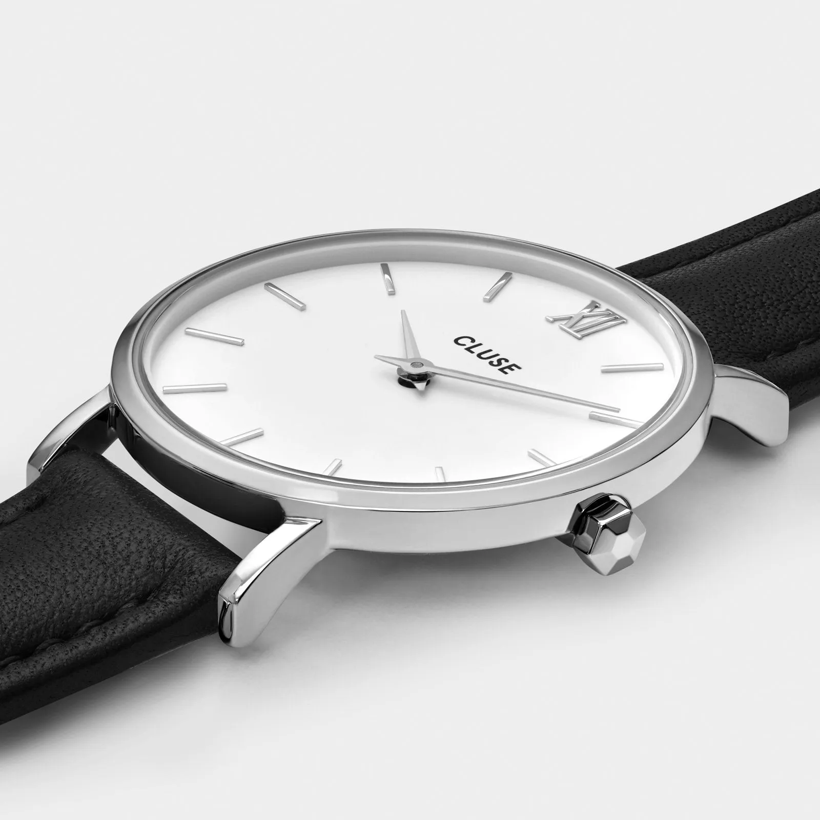 Gift Box Minuit Mesh & Leather Strap Silver Colour