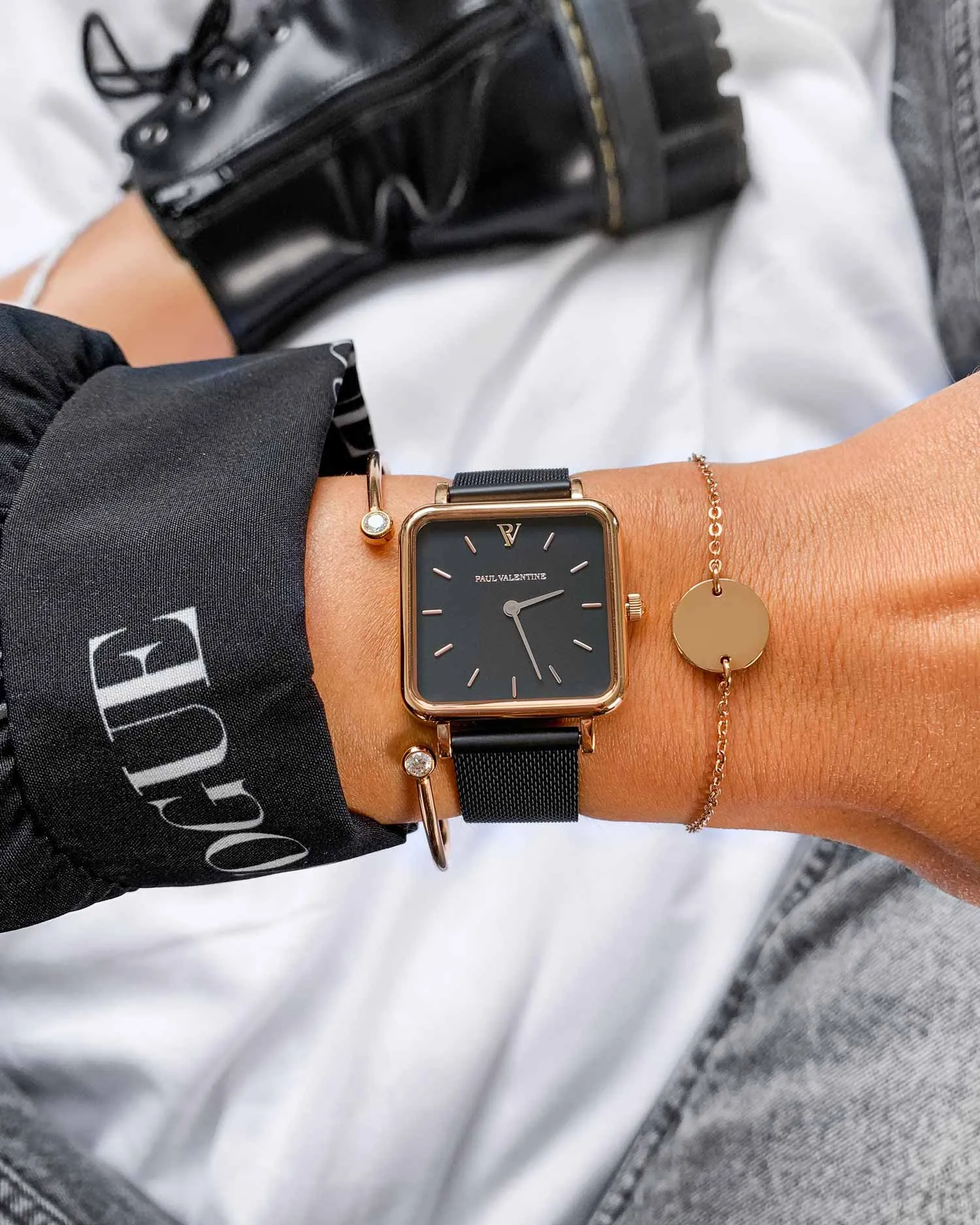 Glossyedge Rose Gold Black Mesh Black