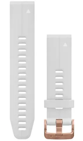 GRM Watch Band QuickFit 2 Carrara White Silicone with Rose Gold Tone Hardware