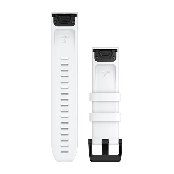 GRM Watch Band QuickFit 22 White With Black Stainless Steel Hardware