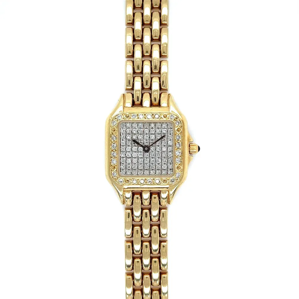 Italian Cartier Panthere Style .60tcw Diamond Dial & Bezel Watch Regard Jewelry Austin, Texas