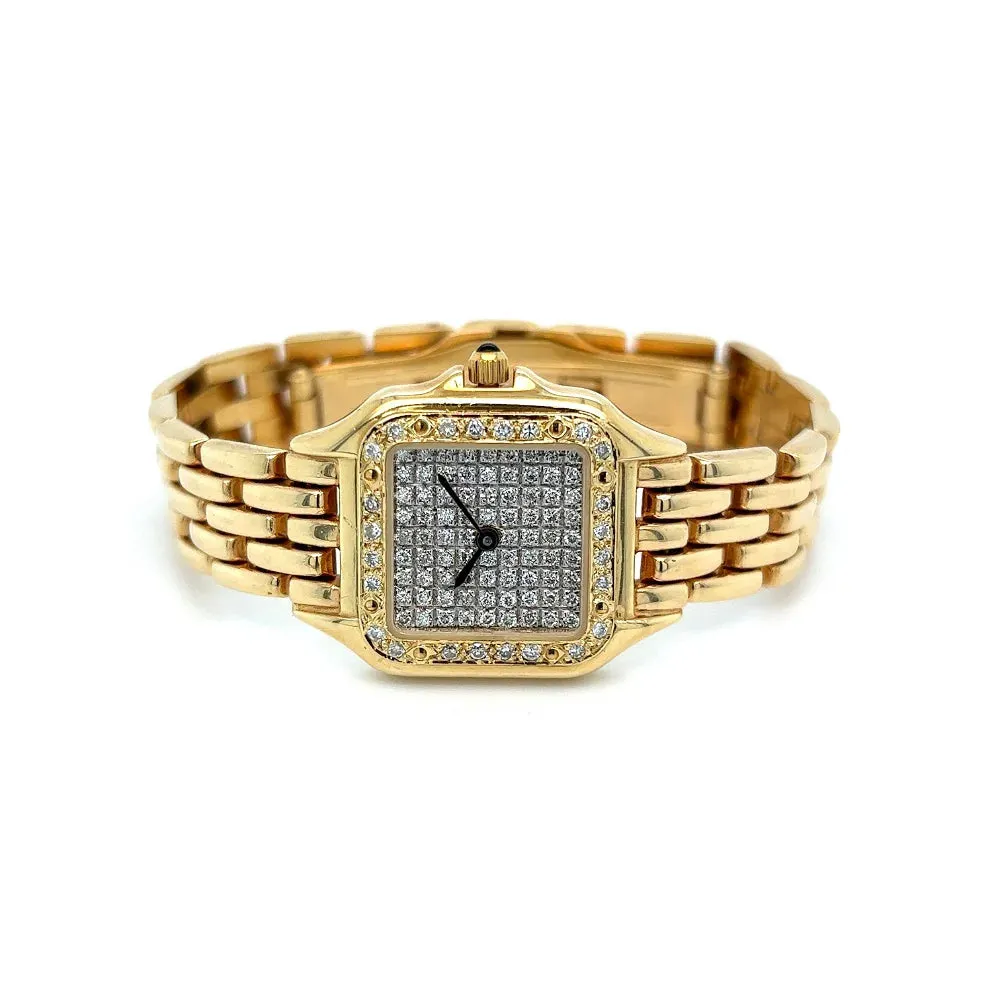 Italian Cartier Panthere Style .60tcw Diamond Dial & Bezel Watch Regard Jewelry Austin, Texas
