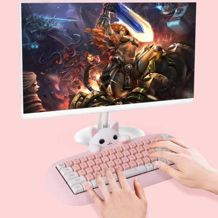 Kawaii Cat-Shaped Pink Wireless Bluetooth Mechanical Keyboard