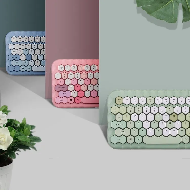Kawaii Morandi Color Honeycomb Design Wireless Bluetooth Keyboard