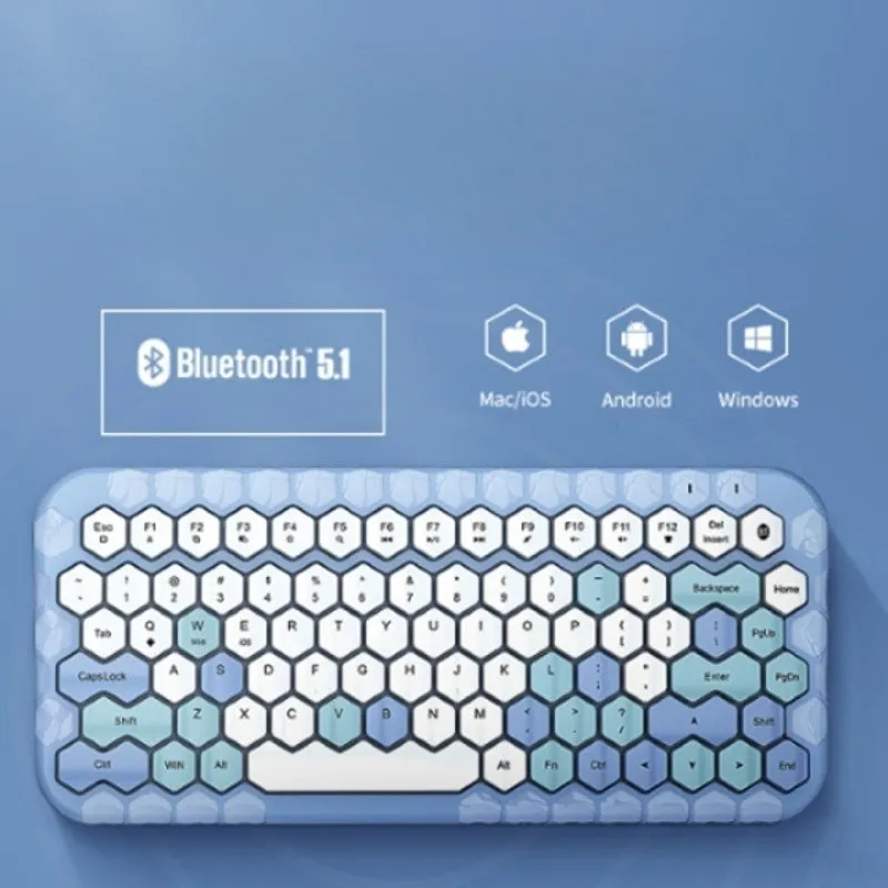 Kawaii Morandi Color Honeycomb Design Wireless Bluetooth Keyboard