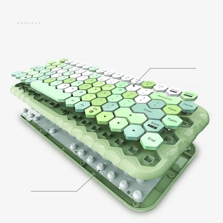 Kawaii Morandi Color Honeycomb Design Wireless Bluetooth Keyboard