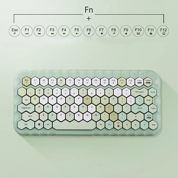 Kawaii Morandi Color Honeycomb Design Wireless Bluetooth Keyboard
