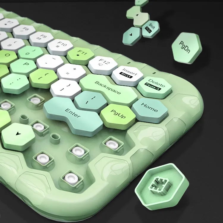 Kawaii Morandi Color Honeycomb Design Wireless Bluetooth Keyboard