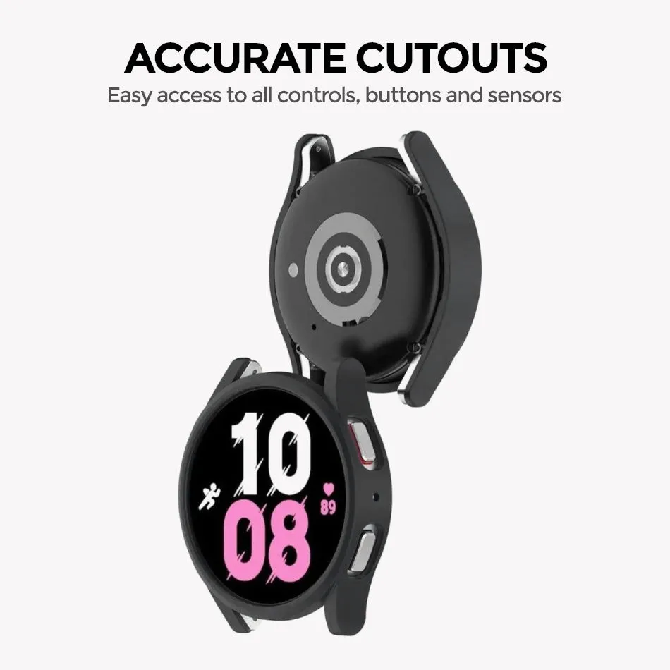 Matte Case with Built in Screen Protector | Galaxy Watch 4 44mm  Pack of 5  Protective cover | Black/Blue/Clear/Pink/White