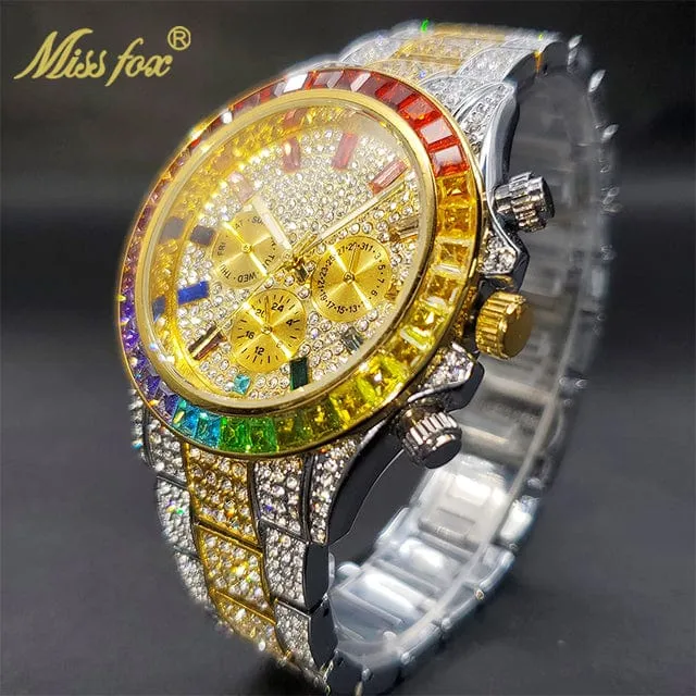 Men's Luxury Gold or Silver Waterproof Stainless Steel Watch