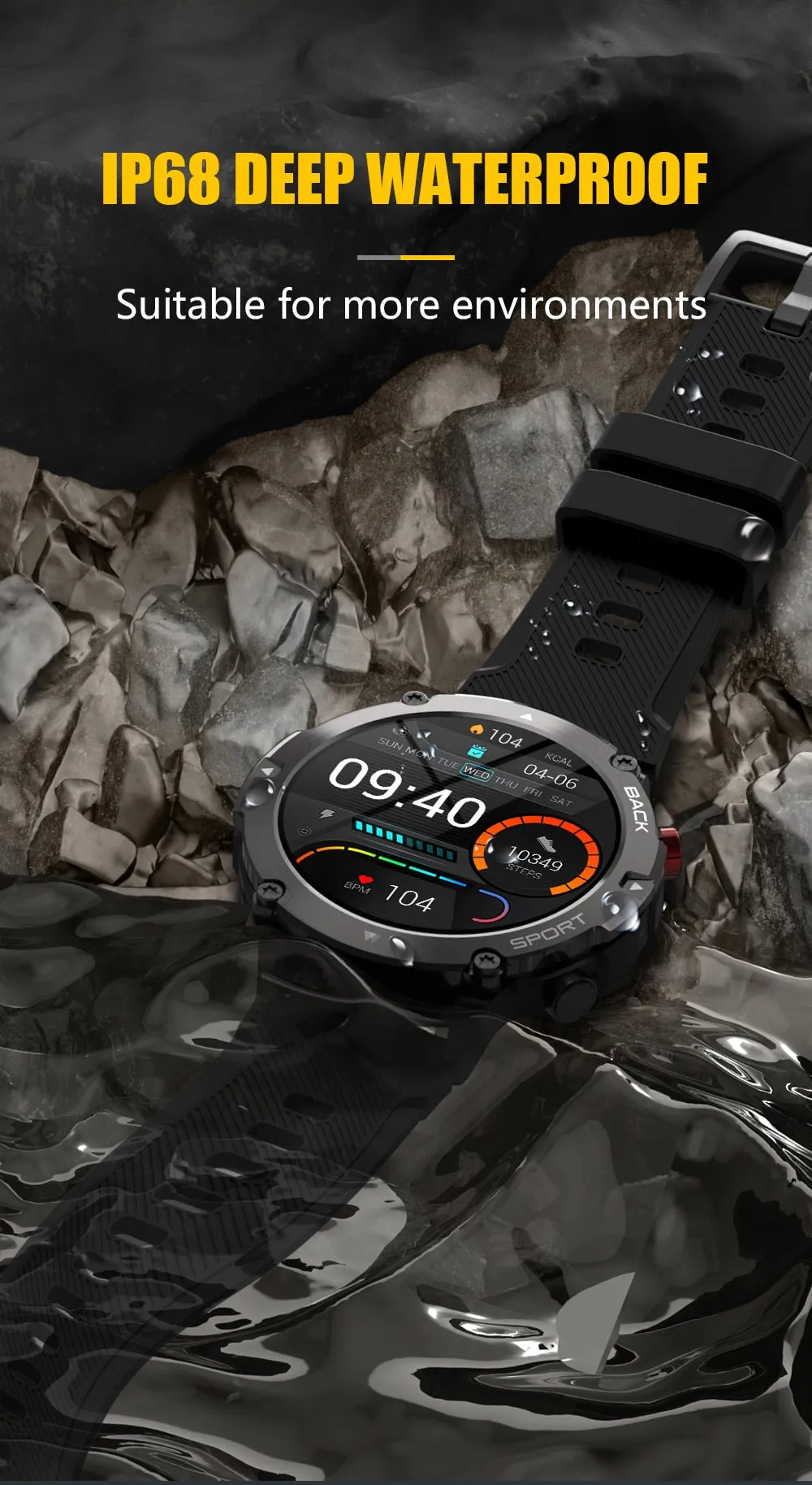 Military HD LCD Bluetooth Android / IOS Smart Watch