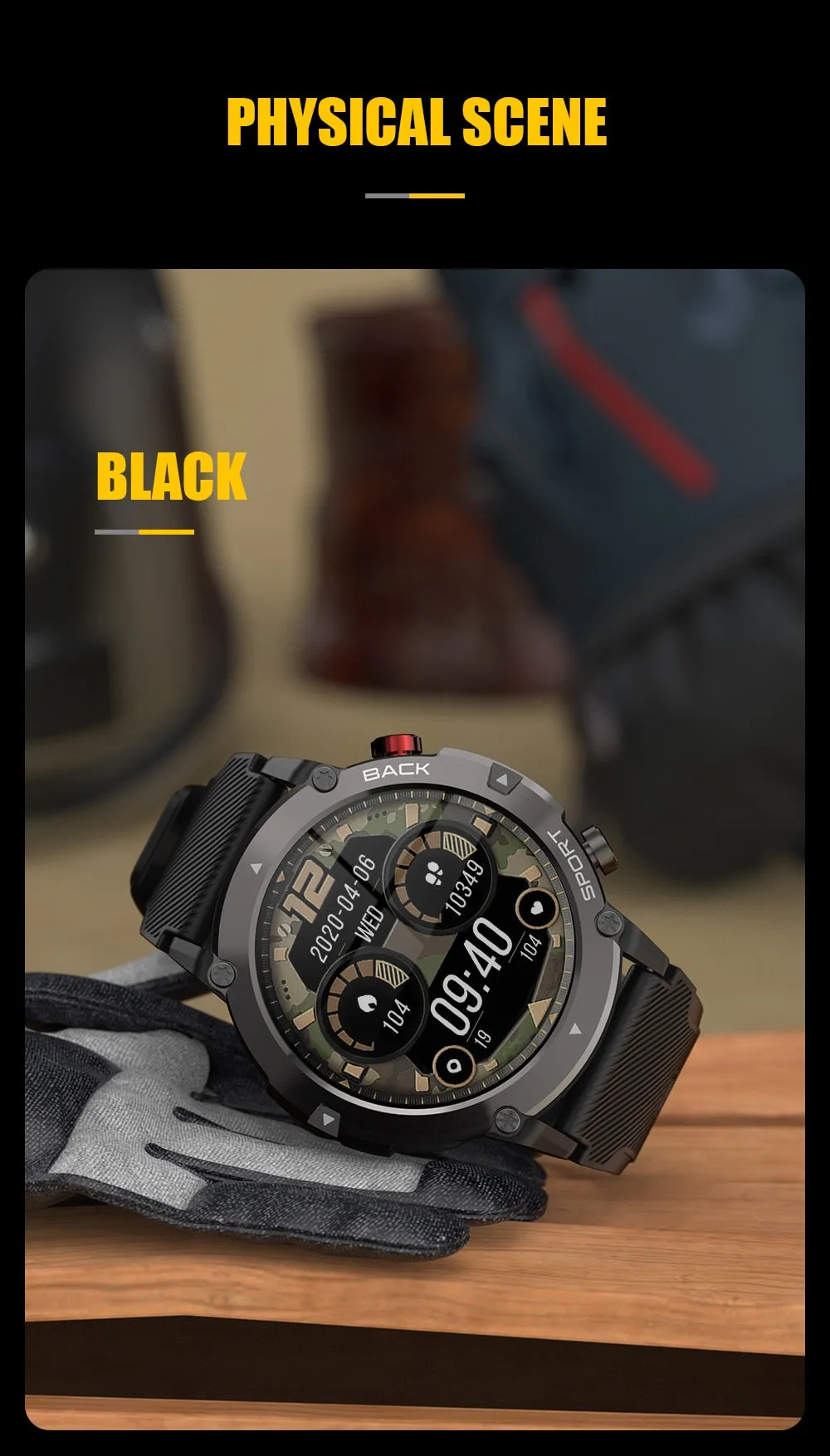 Military HD LCD Bluetooth Android / IOS Smart Watch