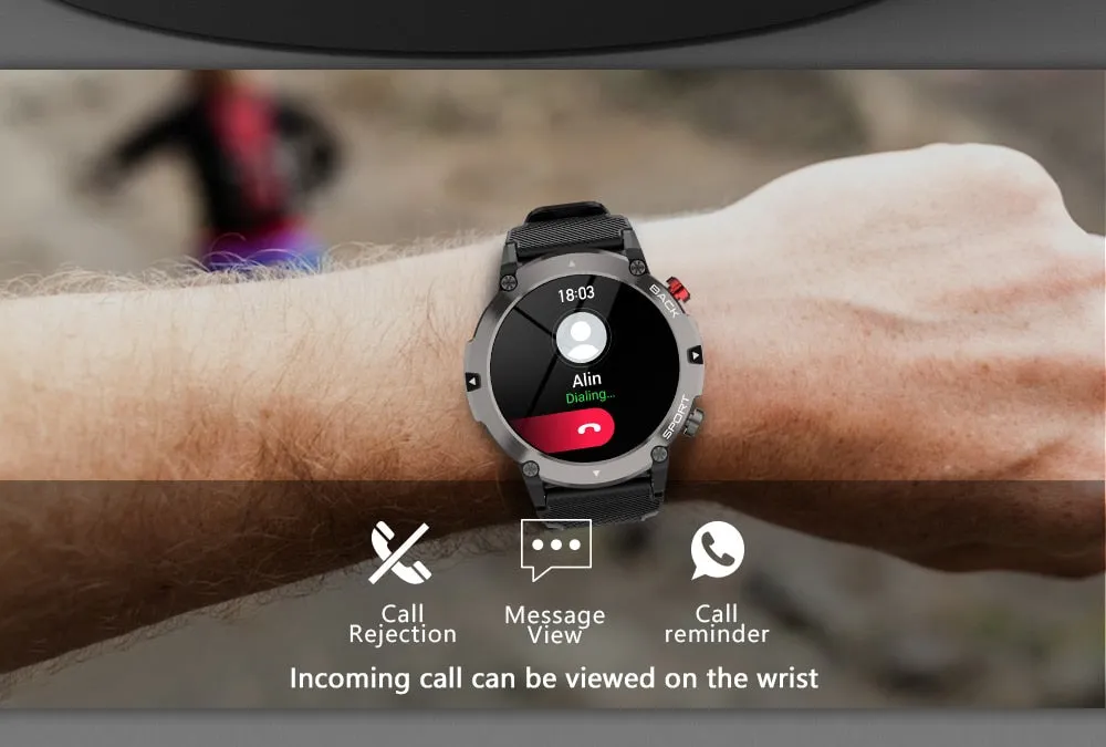 Military HD LCD Bluetooth Android / IOS Smart Watch