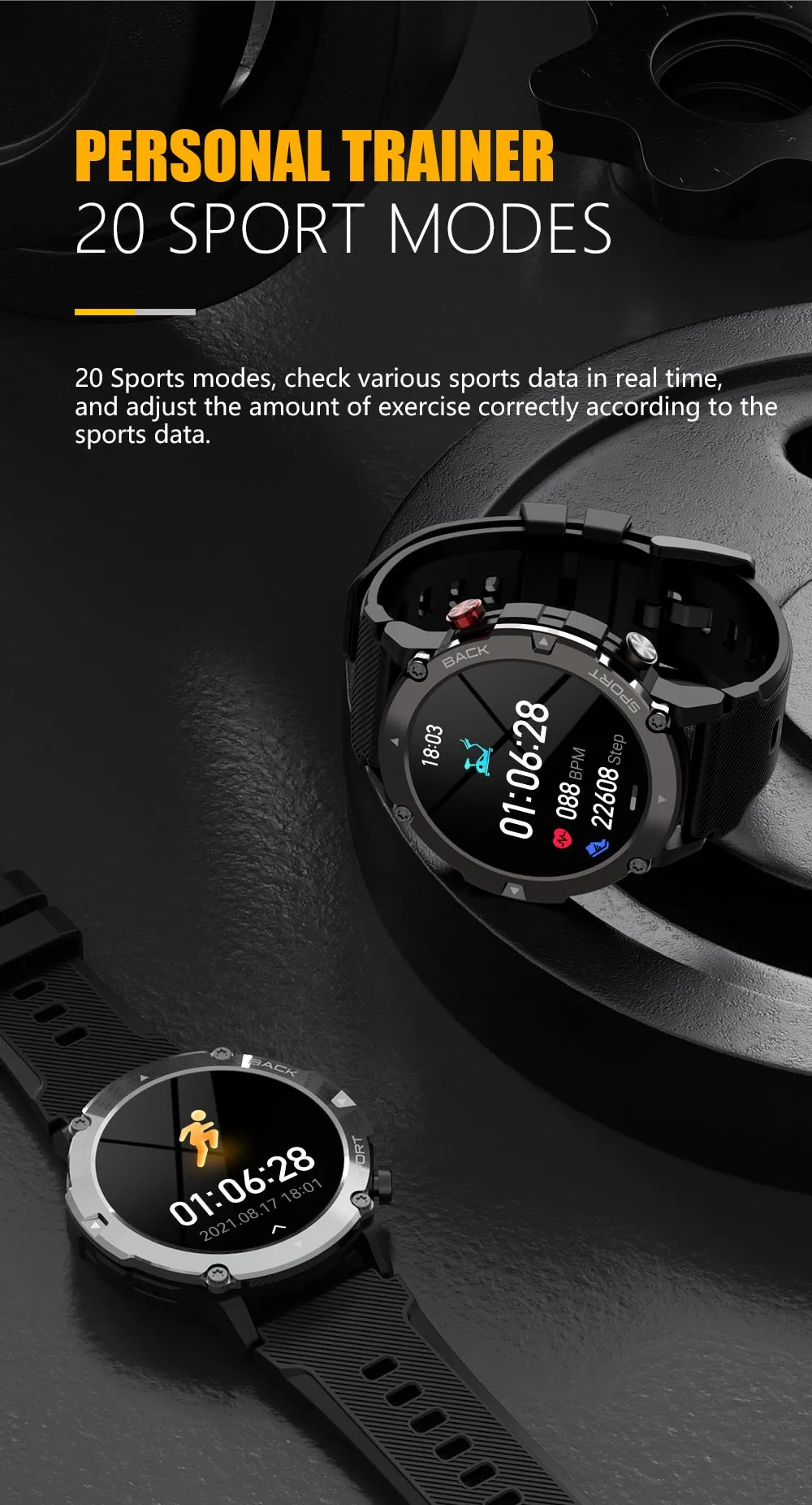 Military HD LCD Bluetooth Android / IOS Smart Watch