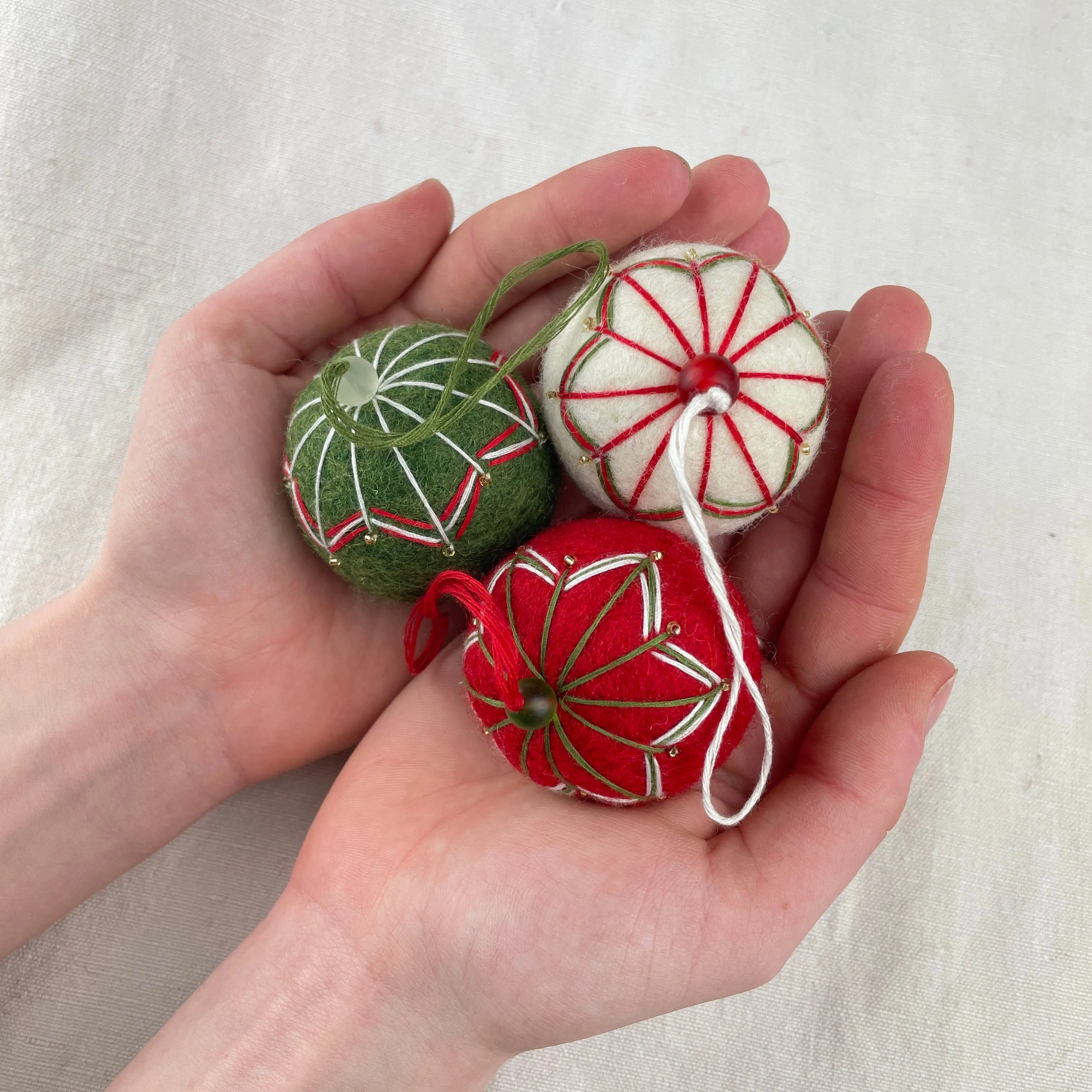 NAINA Embroidered Eco Beaded Felt Bauble Art Deco