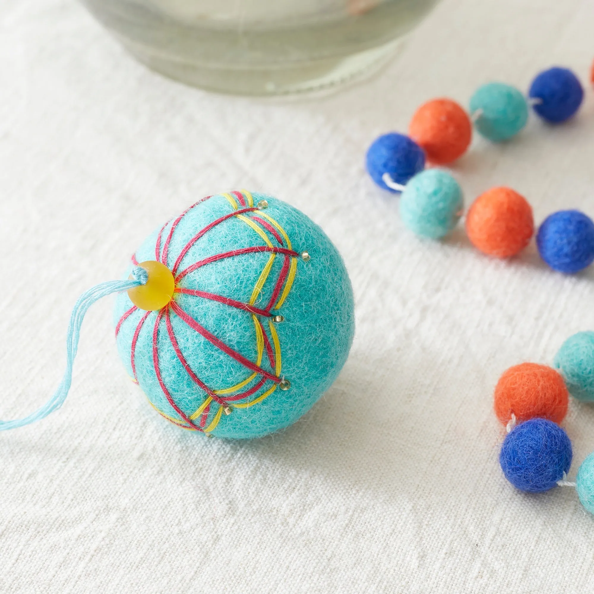 NAINA Embroidered Felt Bauble Art Deco Pack 5 (WS)