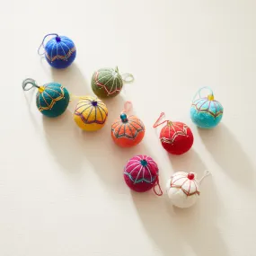 NAINA Embroidered Felt Bauble Art Deco Pack 5 (WS)
