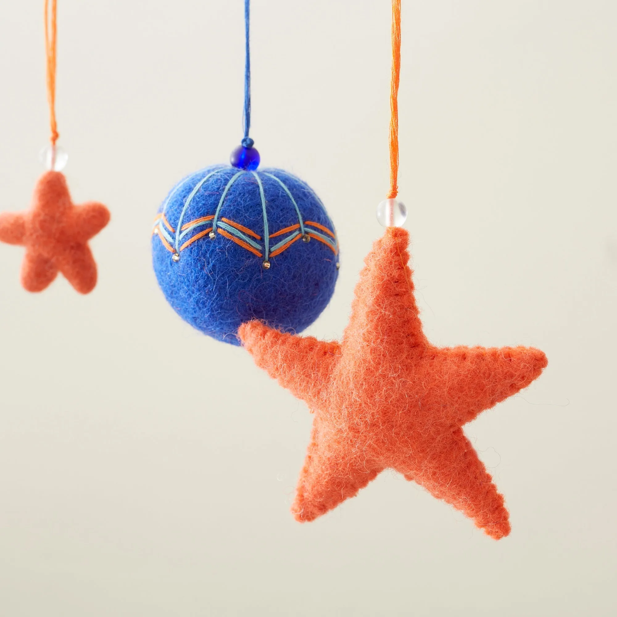 NAINA Embroidered Felt Bauble Art Deco Pack 5 (WS)