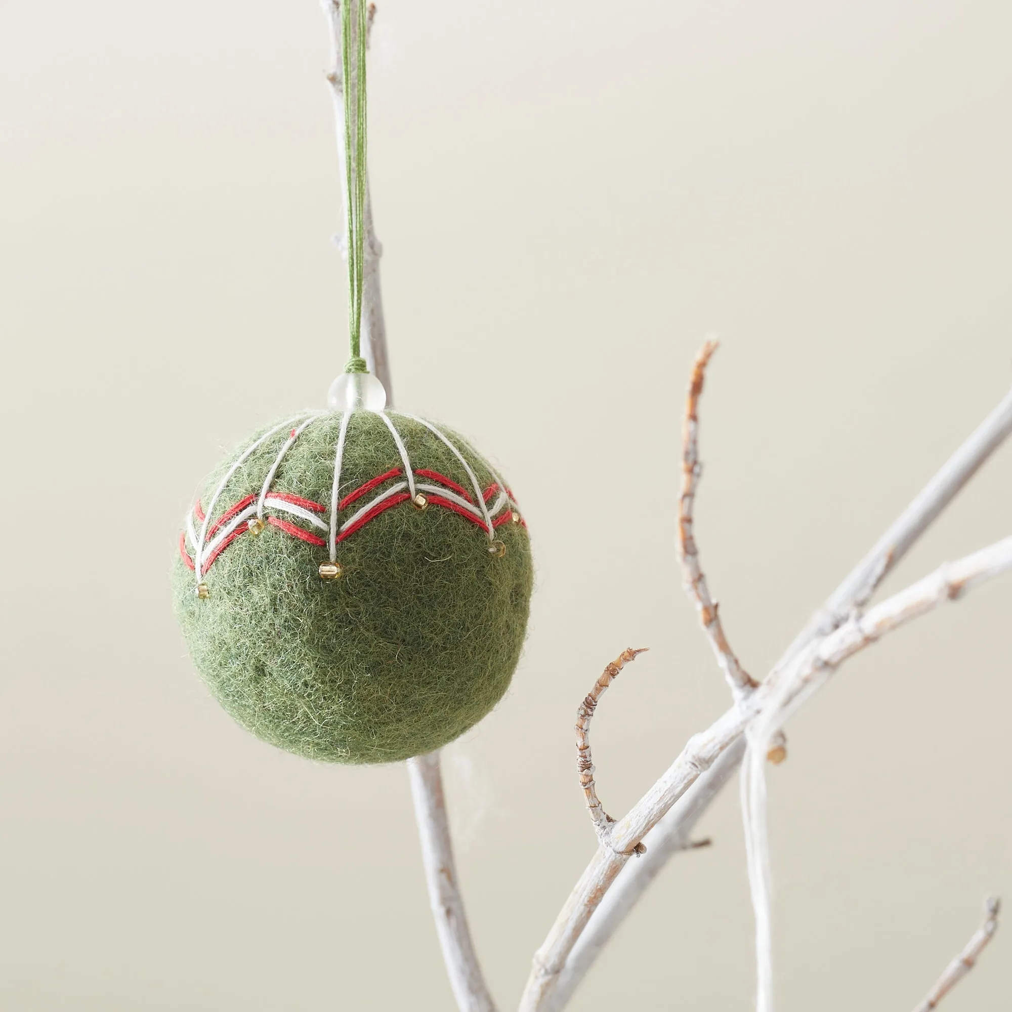 NAINA Embroidered Felt Bauble Art Deco Pack 5 (WS)
