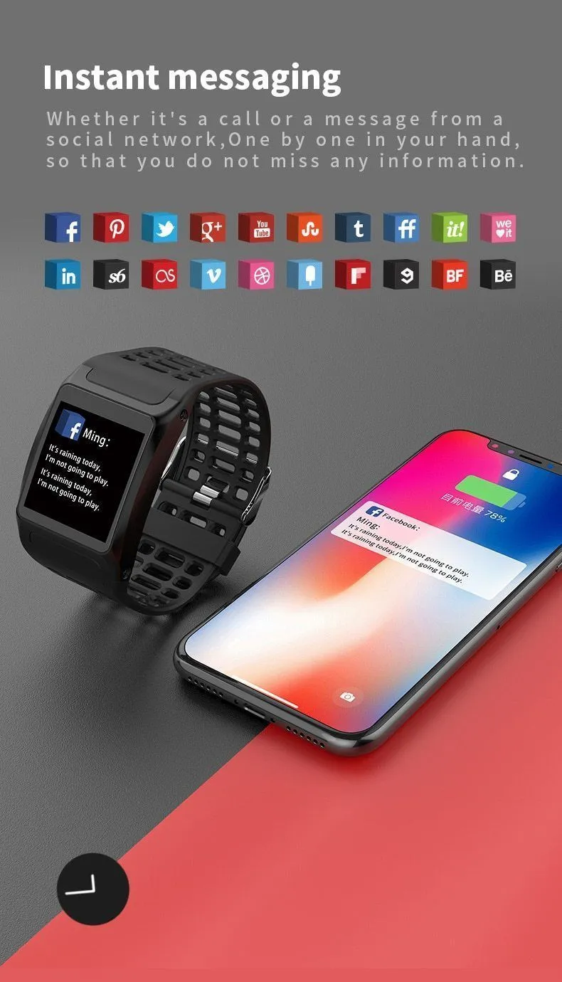 New IP67 Waterproof Bluetooth Pedometer Heart Rate Monitor Colour Display Smart Watch For Android iOS