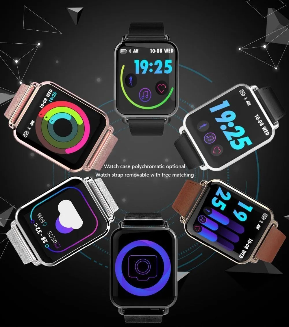 New IP67 Waterproof Dynamic Blood Oxygen Pressure Pedometer Fitness Tracker Heart Rate Smartwatch For Android iPhones