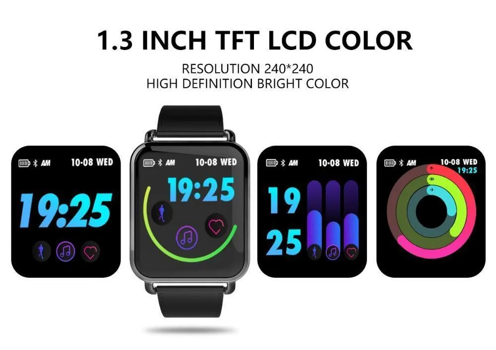 New IP67 Waterproof Dynamic Blood Oxygen Pressure Pedometer Fitness Tracker Heart Rate Smartwatch For Android iPhones