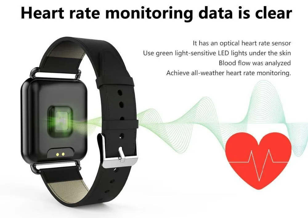 New IP67 Waterproof Dynamic Blood Oxygen Pressure Pedometer Fitness Tracker Heart Rate Smartwatch For Android iPhones