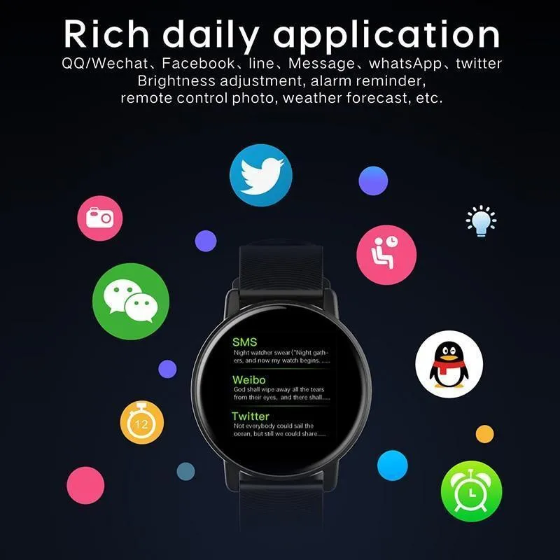 New IP67 Waterproof Heart Rate Monitor Fitness Tracker Watch Music Control Pedometer Smartwatch For iOS Android Gifts