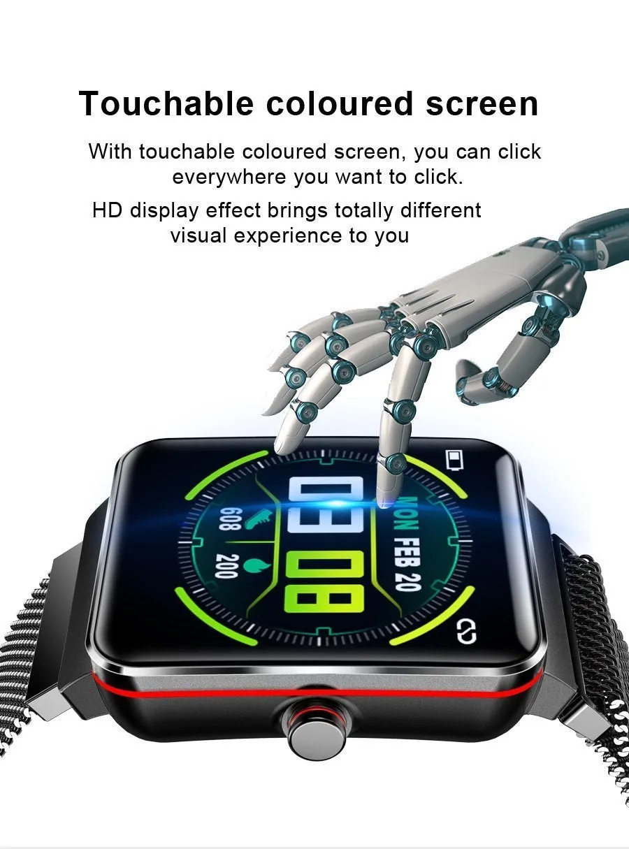 New IP68 Waterproof Step Heart Rate Blood Pressure Tracker Sport Fitness Smartwatch For iPhone Android