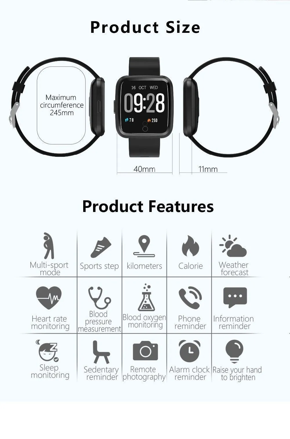 New Long Standby Time Smart Watch Blood Pressure Oxygen Smartwatch Waterproof Heart Rate Monitor for IOS Android