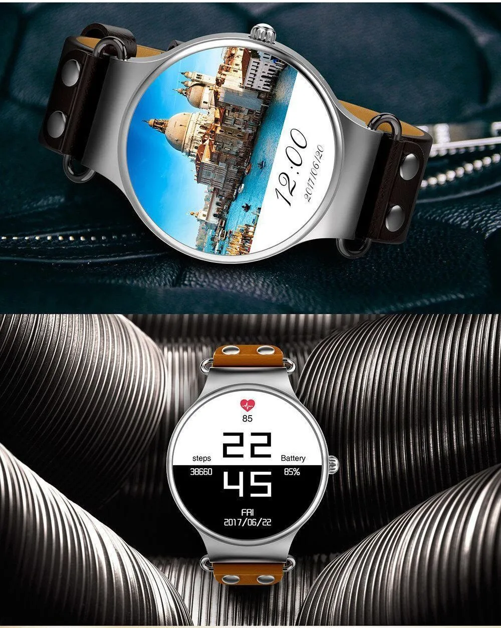 New Luxury 3G Android Smartwatch Phone with Quad Core 1.0GHz 8GB ROM GPS Heart Rate Pedometer