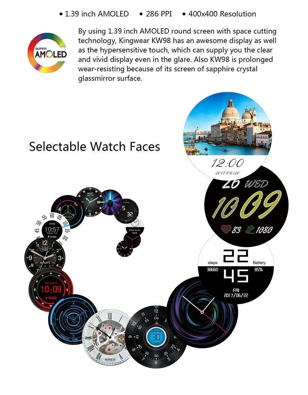 New Luxury 3G Android Smartwatch Phone with Quad Core 1.0GHz 8GB ROM GPS Heart Rate Pedometer