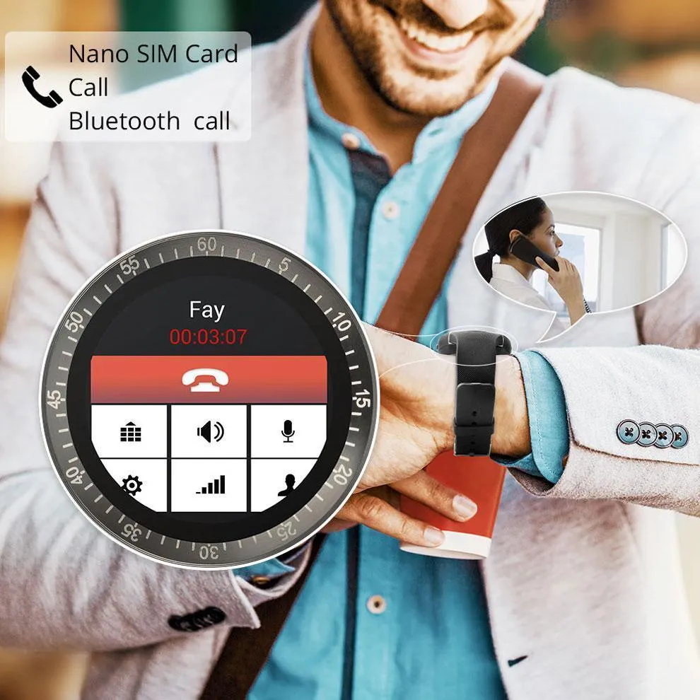 New Simplistic Round Business Smart Watch Support Nano SIM &TF Card with Whatsapp & Facebook for IOS Android