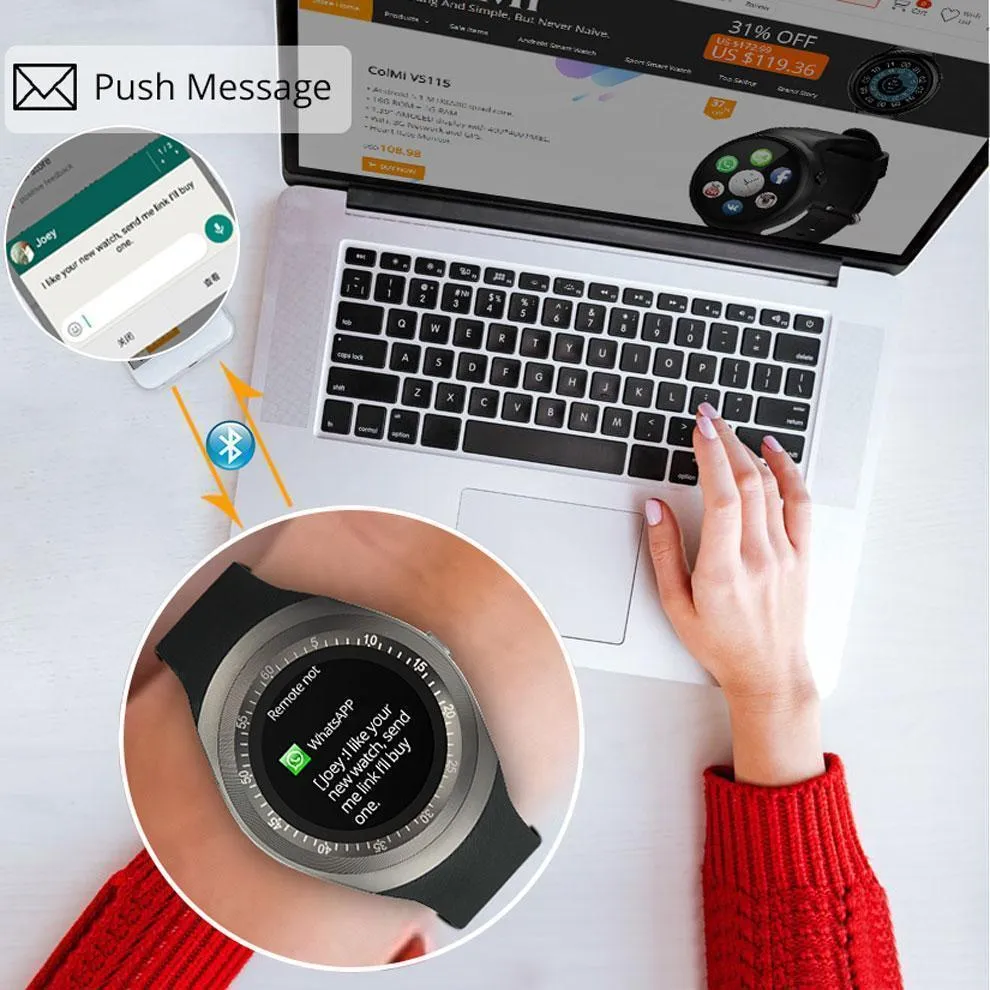 New Simplistic Round Business Smart Watch Support Nano SIM &TF Card with Whatsapp & Facebook for IOS Android